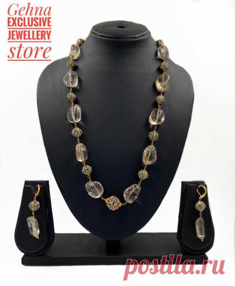 Buy Stone Beads Necklace Ladies Online- Gehnashop.com Buy Stone Beads Necklace Ladies Online made with semi precious beads by Gehna Shop. Latest designer collection of 2021 for weddings.