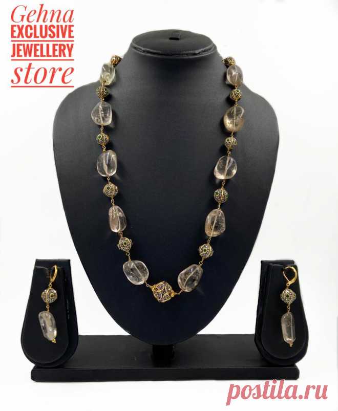 Buy Stone Beads Necklace Ladies Online- Gehnashop.com Buy Stone Beads Necklace Ladies Online made with semi precious beads by Gehna Shop. Latest designer collection of 2021 for weddings.