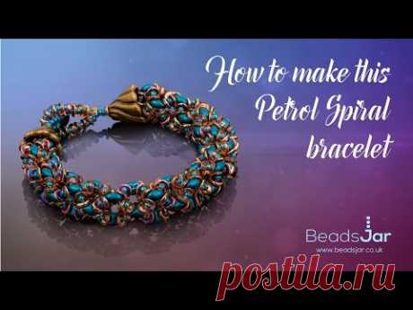How to make this petrol spiral bracelet | Seed Beads