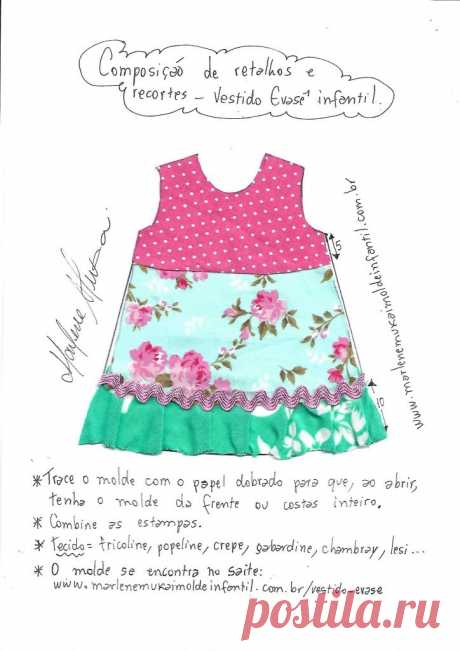 Doze idéias para aproveitar retalhos na confecção de vestido evasê – DIY- marlene mukai – molde infantil