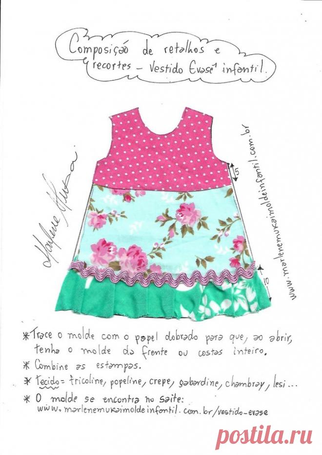Doze idéias para aproveitar retalhos na confecção de vestido evasê – DIY- marlene mukai – molde infantil
