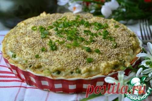 Киш с рыбой, луком и горошком - кулинарный рецепт