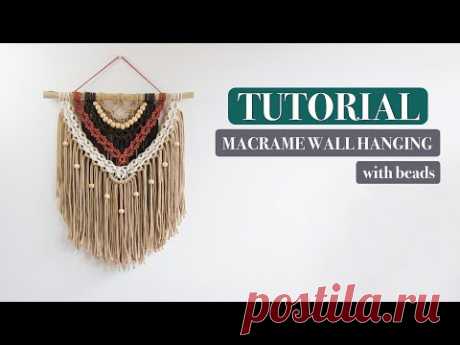 DIY Tutorial Macrame Wall Hanging with beads | multicolor | - YouTube