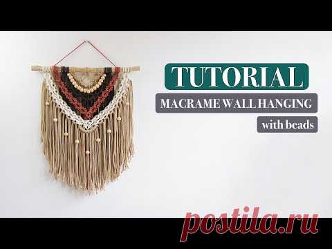 DIY Tutorial Macrame Wall Hanging with beads | multicolor | - YouTube