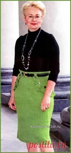 Вязаная спицами юбка со шлицей и фальш-карманами - 10 Ноября 2014 - Вязание спицами, модели и схемы для вязания на спицах