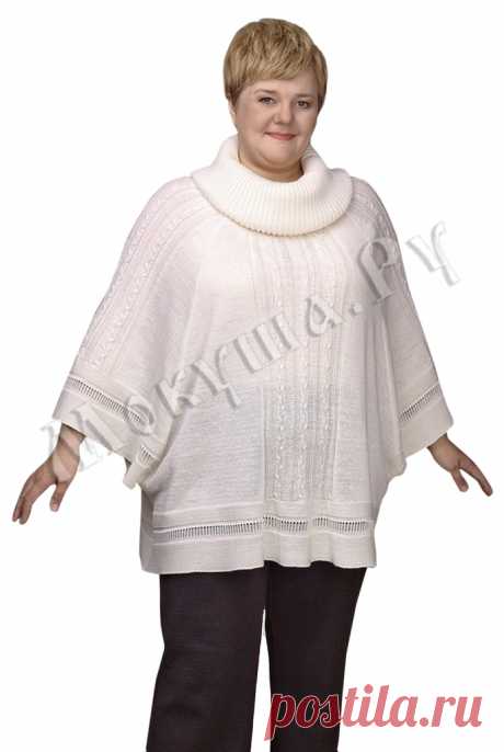 Пончо регланом - Пончо - Магазин вязаной одежды из льна "Мокуша"