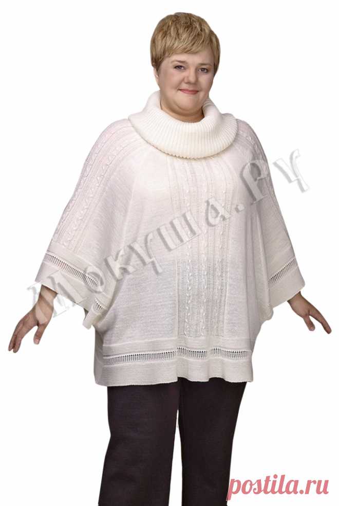 Пончо регланом - Пончо - Магазин вязаной одежды из льна 