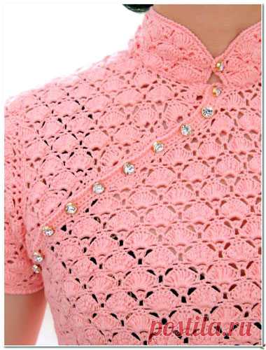 Ажурная кофточка в китайском стиле. Схема