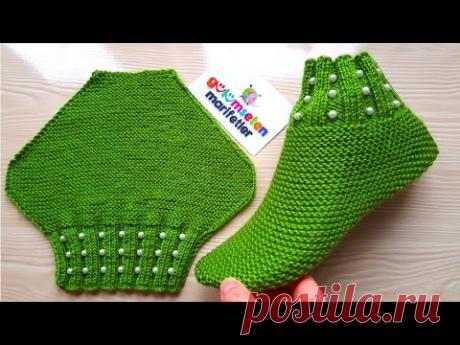 İki şişle çok kolay boncuklu bot patik yapımı/iki şişle boncuklu patik modelleri/örgü modelleri