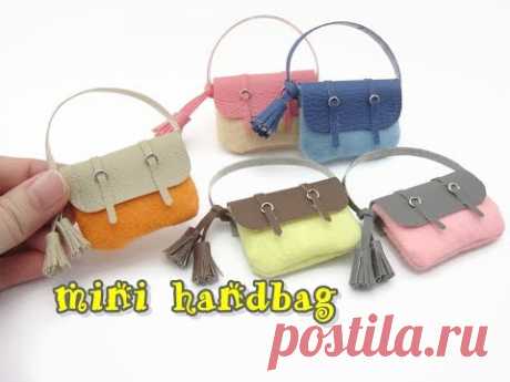 DIY Mini Doll Accessories Hand Bag / Felt Craft - Easy NO SEW