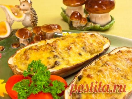 Баклажаны, фаршированные гречкой, грибами и беконом