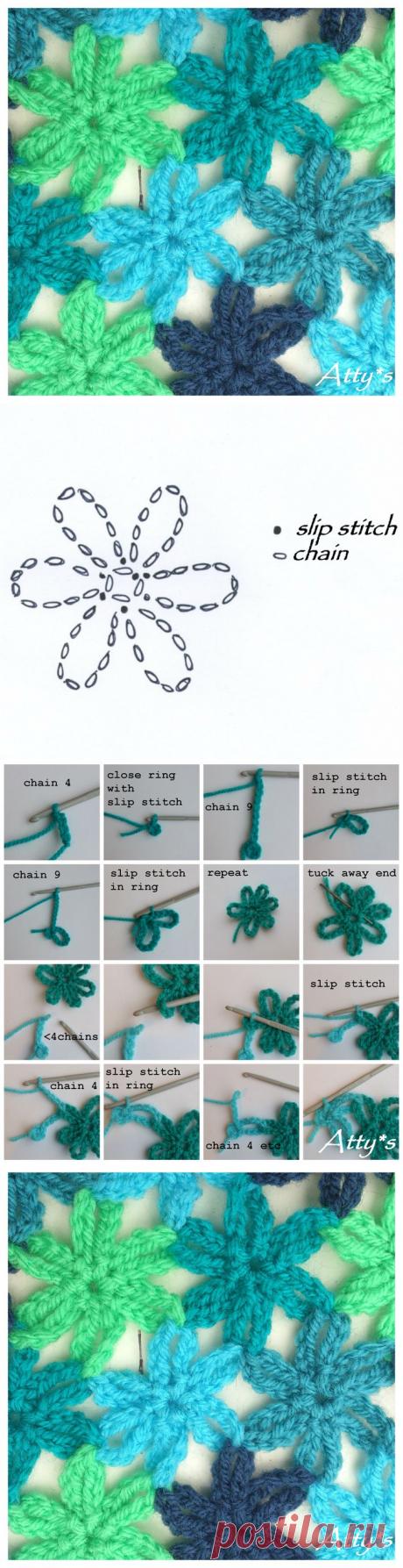 Цветочки крючком.