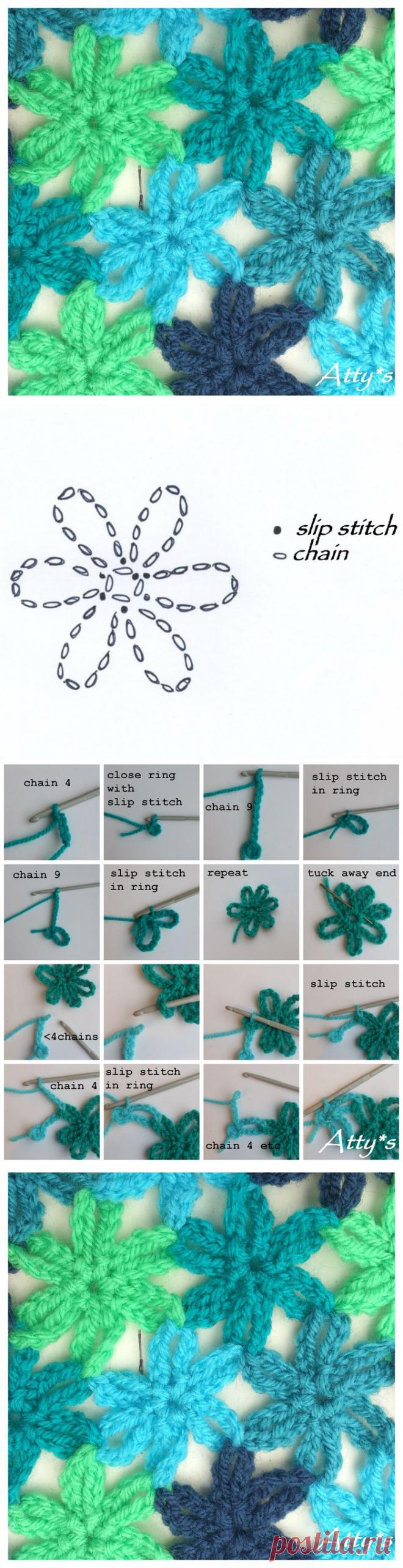 Цветочки крючком.