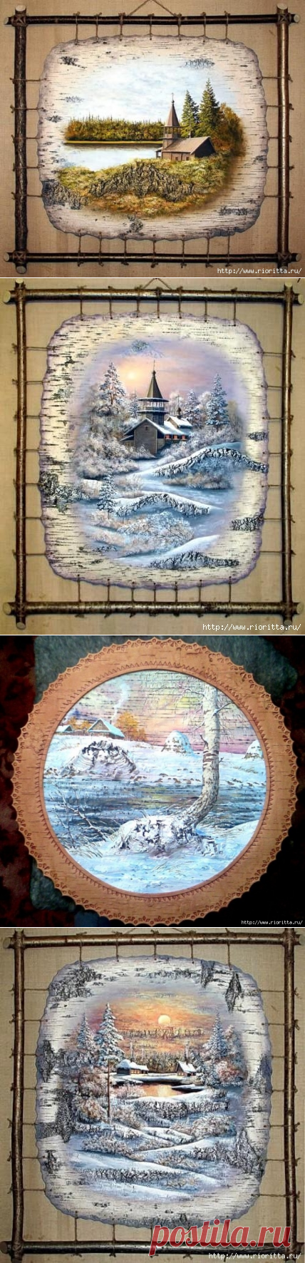 Картины на бересте Сергея Сурина