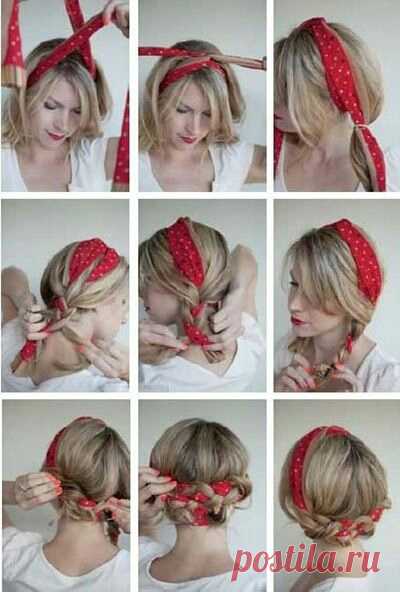 Прическа с шарфом (diy)