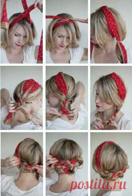 Прическа с шарфом (diy)