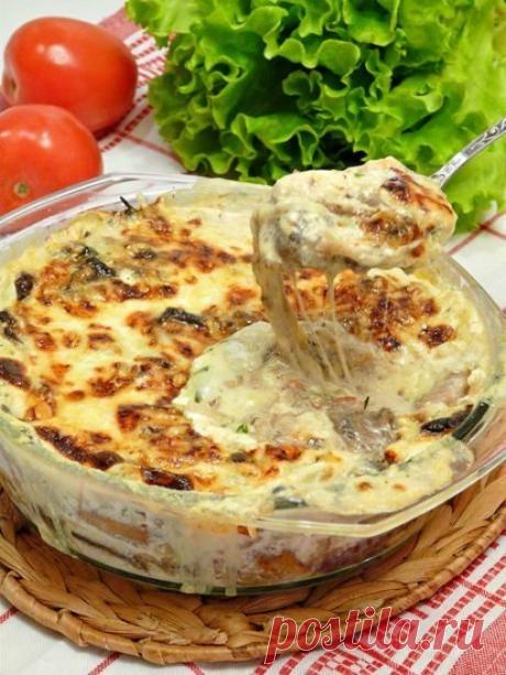 Грибная кассероль (грибная, сливочно-сырная запеканка)