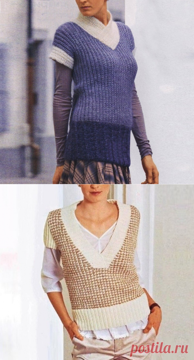 Красивые интересные безрукавки (с описанием вязания) | Идеи рукоделия | Дзен