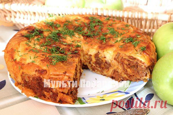 Пирог из лаваша в мультиварке: рецепт с мясной начинкой | Мультиповаренок