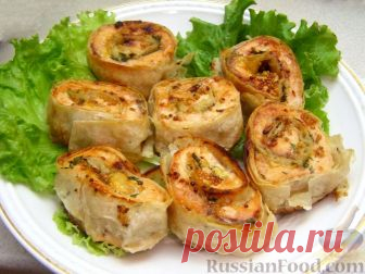 Рецепт: Запеченные рулеты из семги в лаваше на RussianFood.com