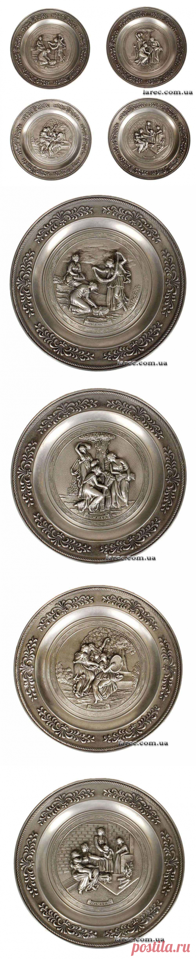 Купить подарок винтажные оловянные настенные тарелки сезоны | Интернет-магазин подарков Ларец