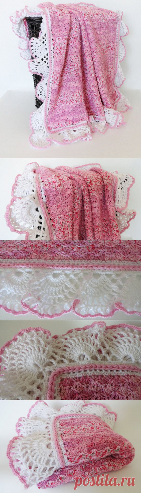 Baby Afghan Blanket Pineapple Ruffle Pink от KnitKnacksCreations