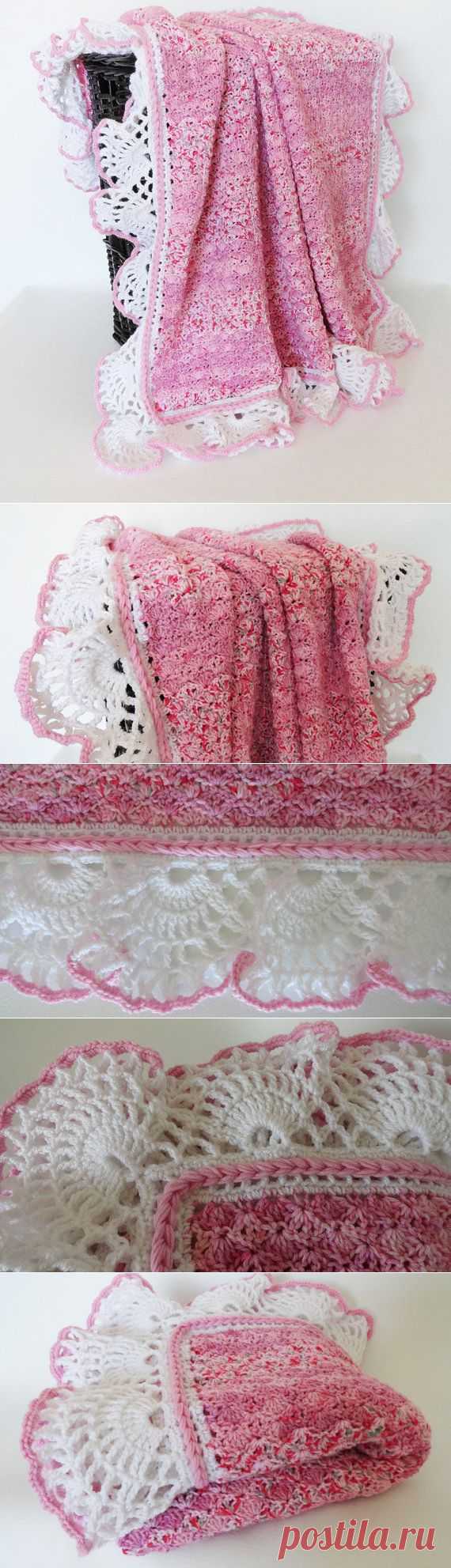 Baby Afghan Blanket Pineapple Ruffle Pink от KnitKnacksCreations
