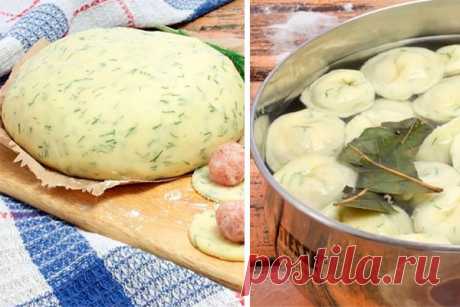 Тесто с зеленью для удивительно вкусных пельменей.