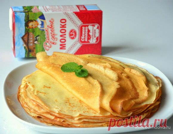 Очень тонкие блины. Ингредиенты: молоко, яйца куриные, сливочное масло