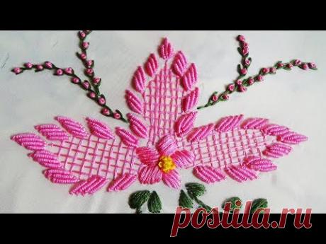 Hand Embroidery: Bullion Knot/Bed Sheet Embroidery