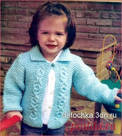 Голубая вязаная кофточка для малышки - Вязание кофт для девочек - Вязание девочкам - Вязание для малышей - Вязание для детей. Вязание спицами, крючком для малышей