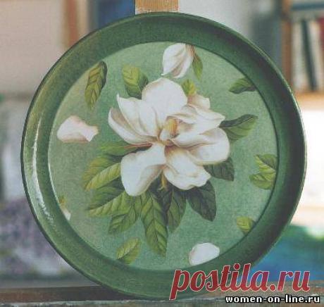 Деревянный поднос в технике декупаж