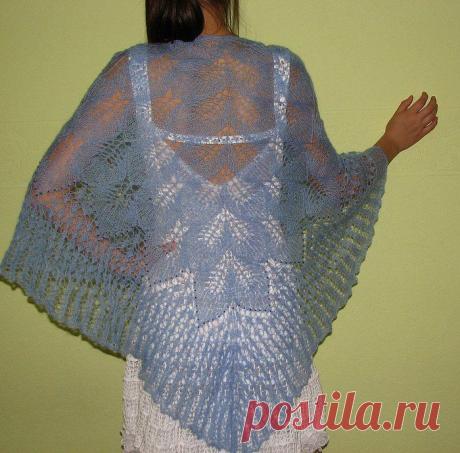 Шаль &quot;Замерзающие листья&quot;.Спицы.