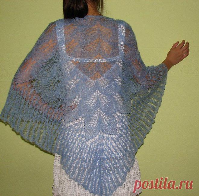 Шаль "Замерзающие листья".Спицы.