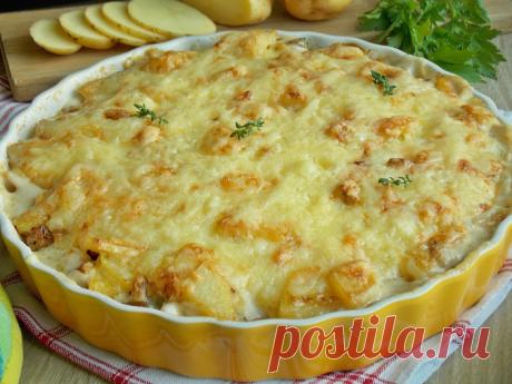 Картофельная запеканка с лисичками и сыром KuchniaMniam