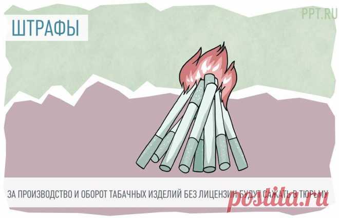За оборот ТАБАЧНЫХ ИЗДЕЛИЙ без лицензии будут сажать в тюрьму Максимальный срок лишения свободы за незаконное производство и продажу табачных изделий составит пять лет.