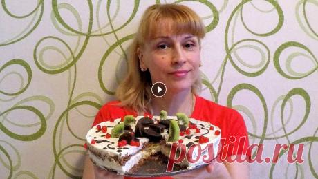 Творожный торт без выпечки из печенья простой рецепт к чаю на десерт!