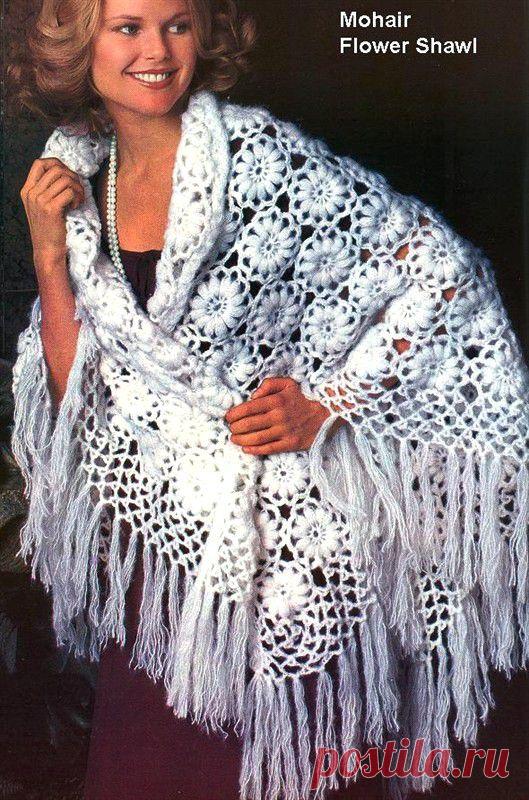 Шаль из цветочных мотивов | САМОБРАНОЧКА - сайт для рукодельниц, мастериц