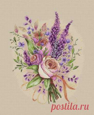 Вышиваем прелестные букеты цветов Вышиваем прелестные букеты цветовВоспользуйтесь прилагаемой легендой или подберите оттенки мулине для букетов самостоятельно - так получится неповторимо.