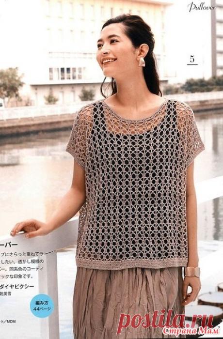Свободный ажурный топ. Крючок. - ВЯЗАНАЯ МОДА+ ДЛЯ НЕМОДЕЛЬНЫХ ДАМ - Страна Мам