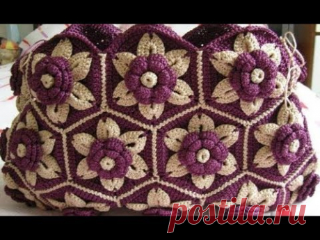 "DIY" Tutorial Bolso Hexagono Con Flor en 3 D,Super Fácil