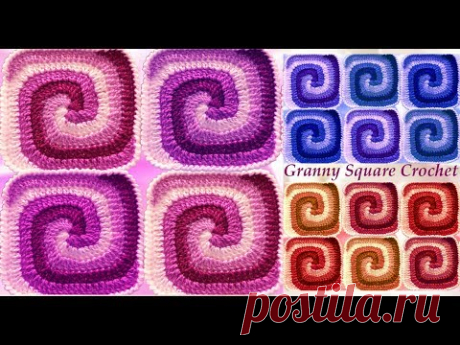 Como tejer con Gancho Crochet cuadrados de colores en punto remolino arcoíris tutorials