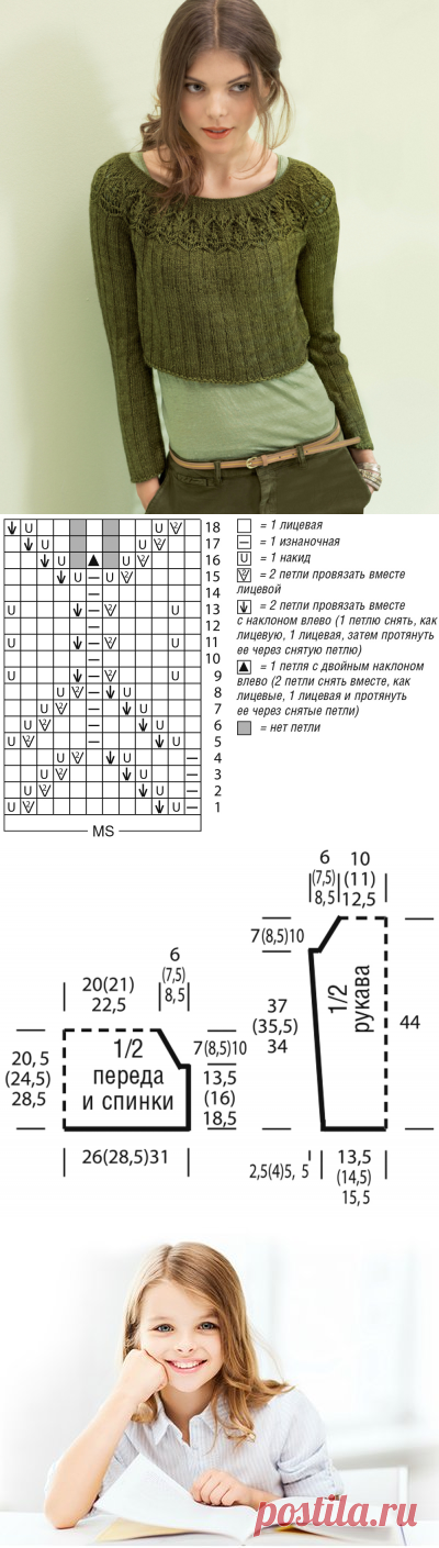 ДЖЕМПЕР С КРУГЛОЙ КОКЕТКОЙ СПИЦАМИ