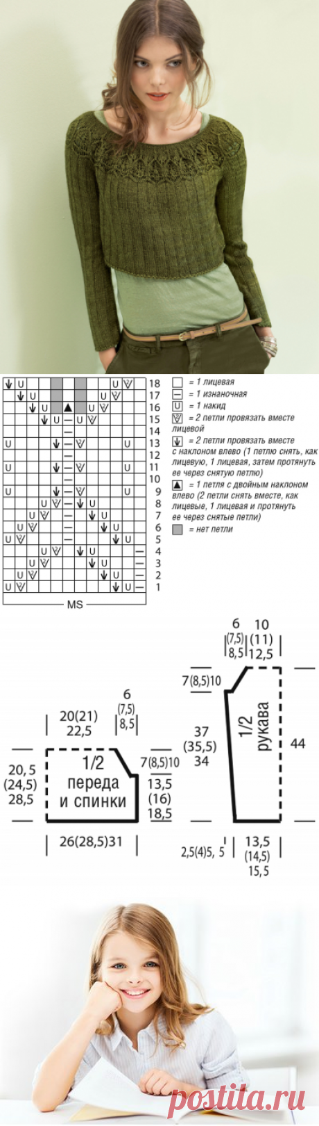 ДЖЕМПЕР С КРУГЛОЙ КОКЕТКОЙ СПИЦАМИ