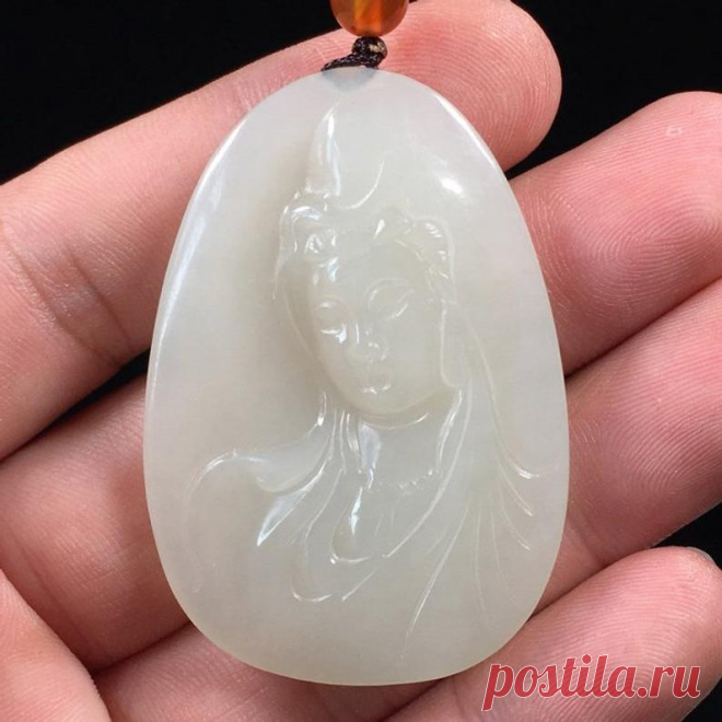 Charm necklace-Hetian jade jewelry-Jadeite Jade guanyin | Etsy