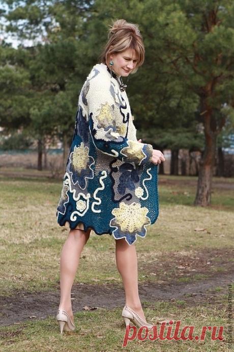 Купить Кардиган "Фентези" - кардиган вязаный, кардиган женский, кардиган крючком, кофта вязаная крючком