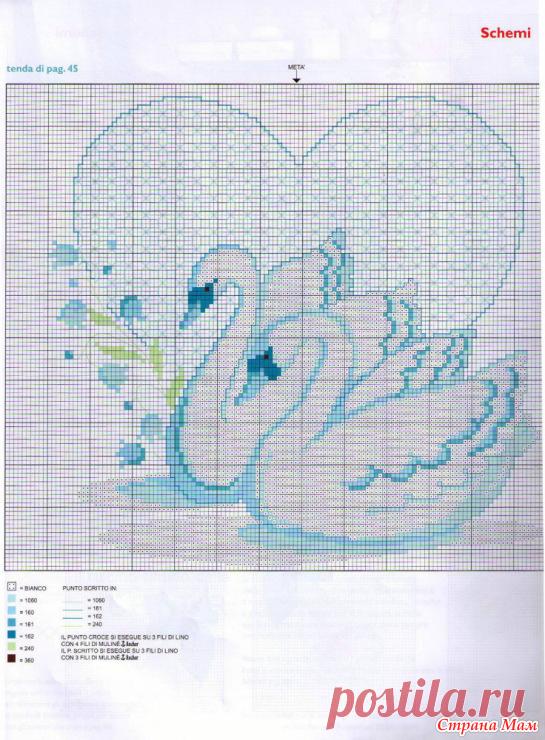 Скачать бесплатно схему для вышивки крестом лебедей - Лебеди на озере » Схемы вышивки крестом, крестиком»