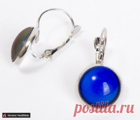 Серьги 'Хамелеон' с синим камнем ручной работы купить в Минске и Беларуси, цены на HandMade