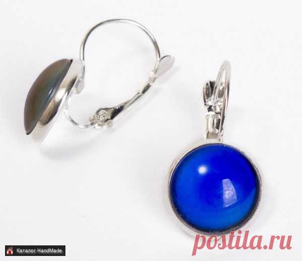 Серьги 'Хамелеон' с синим камнем ручной работы купить в Минске и Беларуси, цены на HandMade