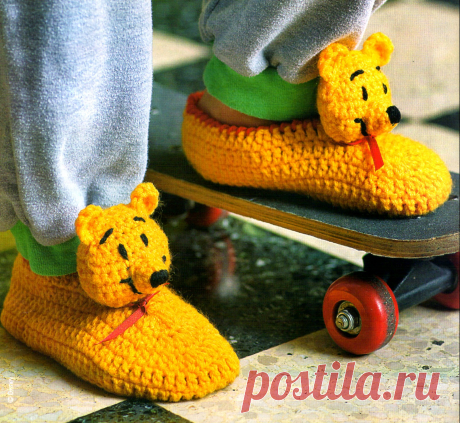ручной работы вязаные ткани: Winnie Pooh обувь
